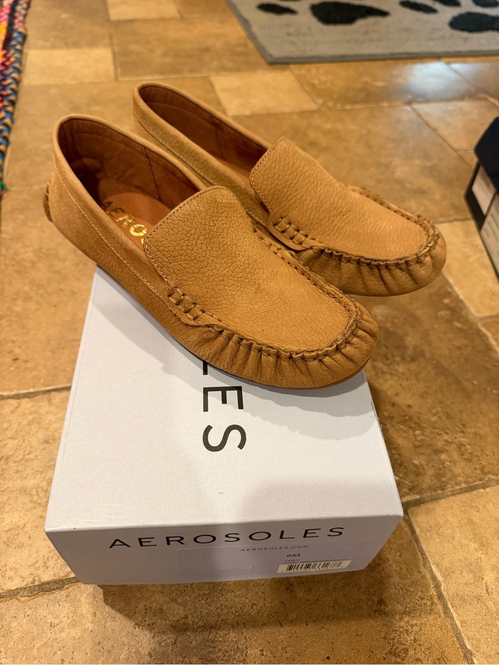 AEROSOLES Coby Women’s Camel/Tan Pebbled leather Moccasin Loafers